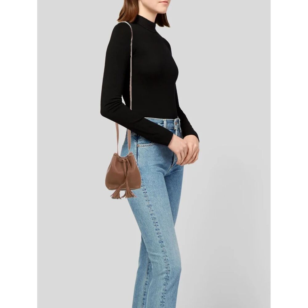 Brown grained leather Shaffer LA Bucket Bag